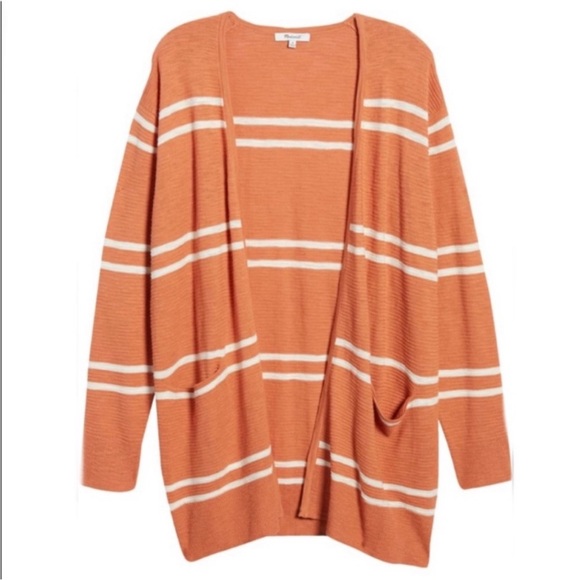 Madewell Orange Stripe Ryder Cardigan - Picture 2 of 11
